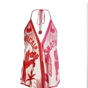 Farm Rio halter top size small hearts tropical nature